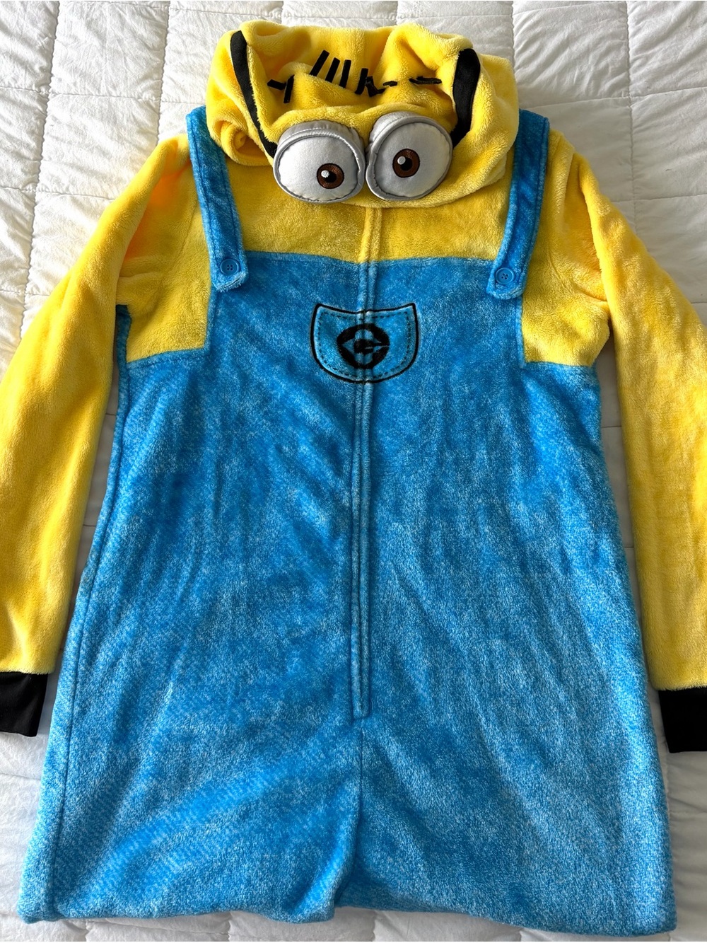 Plush Yellow & Blue Minion-Inspired Women's Pajama Set Hoodie
